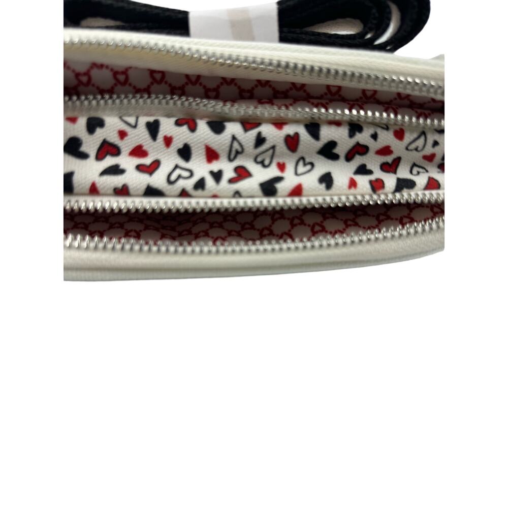 NWT Brighton Love Scroll Cross Body Bag White, Red & Black with Hearts, 7"  New - Picture 5 of 5